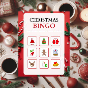 Rood en Wit Moderne Kerstmis Bingo puzzel Legpuzzel
