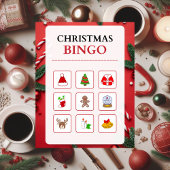 Rood en Wit Moderne Kerstmis Bingo puzzel Legpuzzel