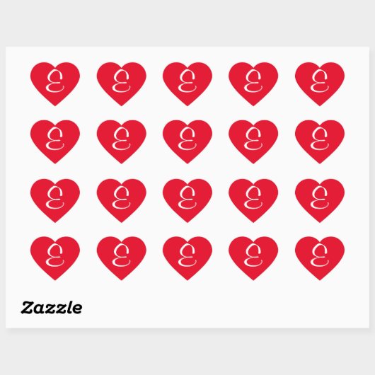Rood en wit monogram Initiaal E Hart Sticker (Vel)