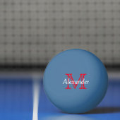 Rood en wit monogram op blauw pingpongballen (Net)