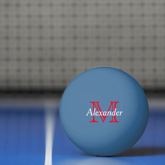 Rood en wit monogram op blauw pingpongballen (Net)