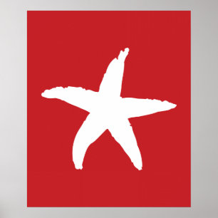 Rood en wit Nautisch Zee Star Poster