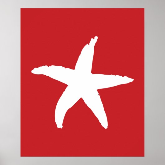 Rood en wit Nautisch Zee Star Poster (Voorkant)