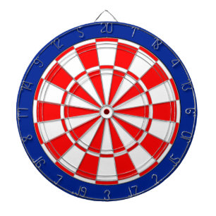 Rood en wit op blauw dartbord