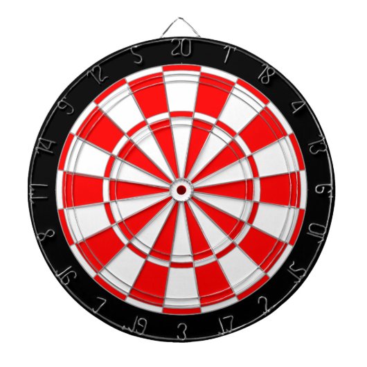 Rood en wit op zwart dartbord (Voorkant)