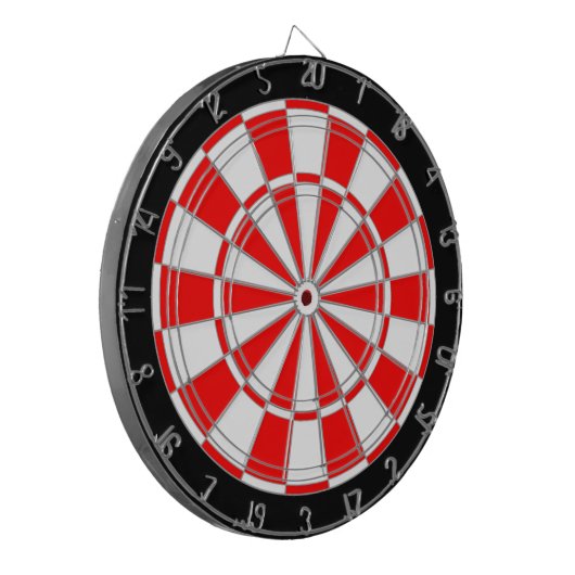 Rood en wit op zwart dartbord (Voorkant Links)