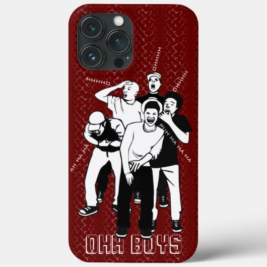 rood en wit op zwarte LAUGHING OH BOYS Case-Mate iPhone Case (Achterkant)
