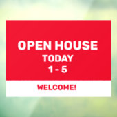 Rood en wit Open House Raamsticker (Vel 3)