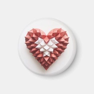 Rood en wit origami hart magneet