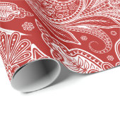 Rood en wit Paisley Cadeaupapier (Rol Hoek)