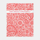 Rood en wit  paisleypatroon fleece deken (Voorkant)