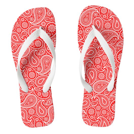 Rood en wit paisleypatroon teenslippers (Voetbed)