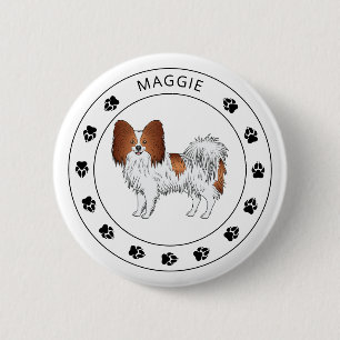 Rood en wit papier, luidop, met naam en poten ronde button 5,7 cm