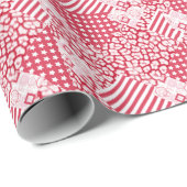 Rood en wit patchwork rustiek cadeaupapier (Rol Hoek)