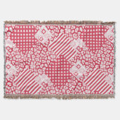 Rood en wit patchwork rustiek deken (Voorkant)