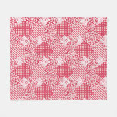 Rood en wit patchwork rustiek fleece deken (Voorkant (Horizontaal))