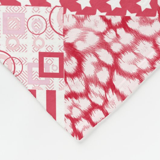 Rood en wit patchwork rustiek fleece deken (Hoek)