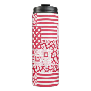 Rood en wit patchwork rustiek thermosbeker