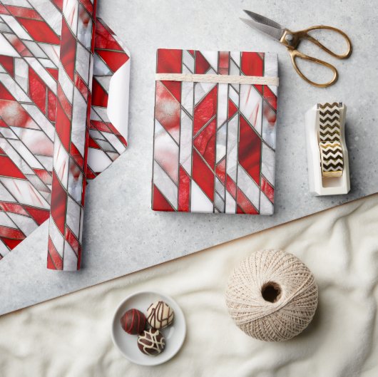 Rood en Wit Patriottisch Glas in lood 4 juli Cadeaupapier (Crafts)