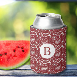 Rood en Wit Perfect Paisley Monogram Blikjeskoeler