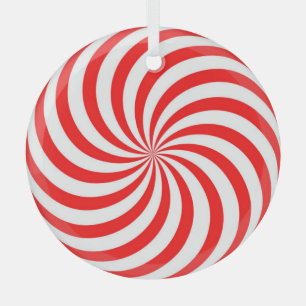 Rood en wit Pinrad/Swirl Glas Ornament