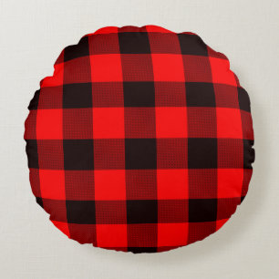 Rood en wit plaid rond kussen