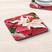 Rood en wit poinsettia Holiday Beverage Coaster Bier Onderzetter (Linkerzijde)