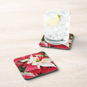 Rood en wit poinsettia Holiday Beverage Coaster Bier Onderzetter (Rechterzijde)