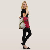 Rood en wit Poinsettia Holiday Tote Bag (Op model)