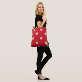 Rood en wit poka Dot-Canvas tas (Op model)