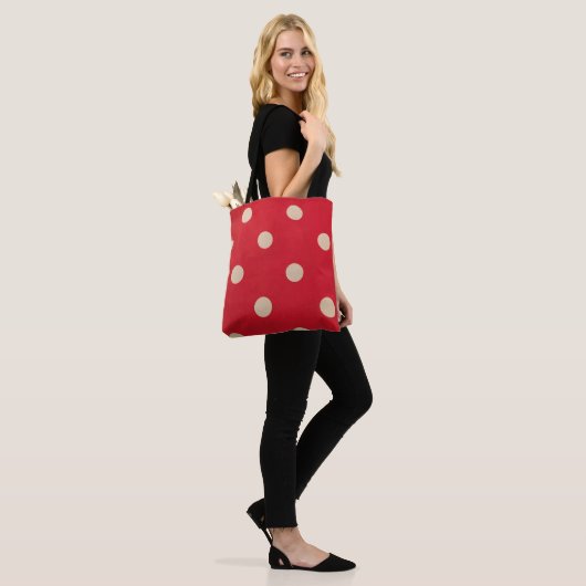 Rood en wit poka Dot-Canvas tas (Op model)