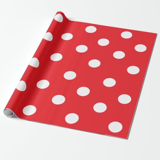 Rood en wit poka dots ompakken papier van 30 x 6 i (Uitgerold)