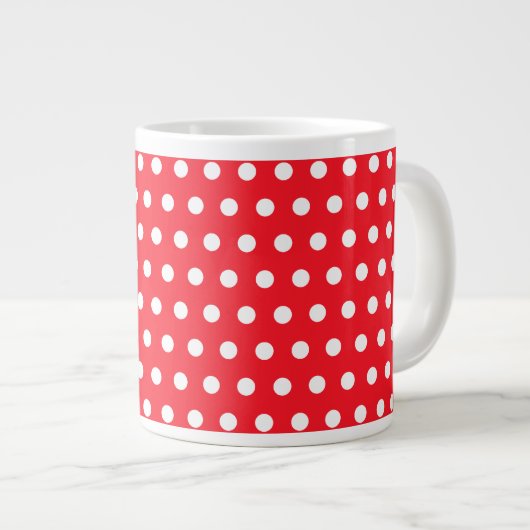 Rood en wit poka stip patroon. Spottig. Jumbo Mok (Voorkant rechts)