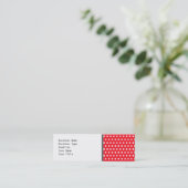 Rood en wit poka stip patroon. Spottig. Mini Visitekaartje (Staand voorkant)