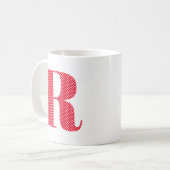 Rood en Wit Polka Dot Monogram Koffiemok (Voorkant links)