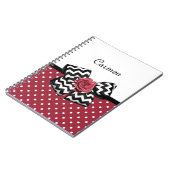 Rood en Wit Polka Dots Leuk Roos Chevron Bow Notitieboek (Linkerzijde)