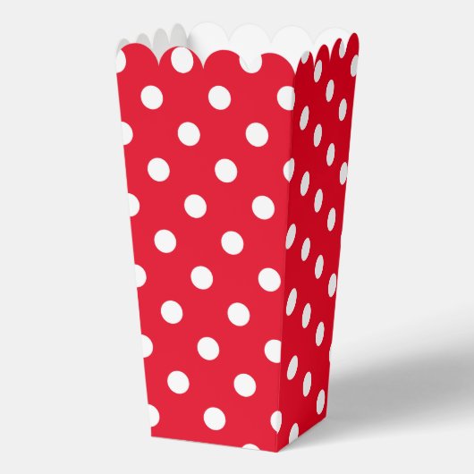 Rood en wit polka stippen patroon aangepaste popco bedankdoosjes (Voorkant)