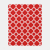 Rood en wit Quatrefoil patroon Fleece Deken (Voorkant)