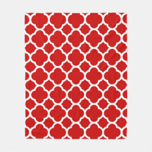 Rood en wit Quatrefoil patroon Fleece Deken