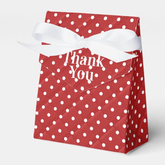 Rood en Wit Quilted Polka Dots Bedankdoosjes (Voorkant Zijde)