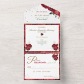 Rood en Wit Quinceañera Betaalbare Uitnodigingen (Binnen)