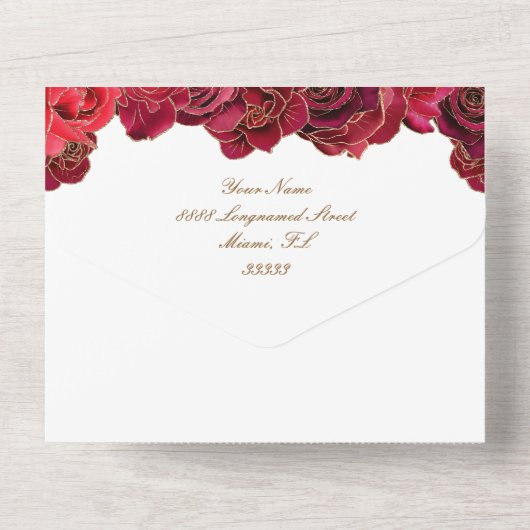 Rood en Wit Quinceañera Betaalbare Uitnodigingen (Achterkant)