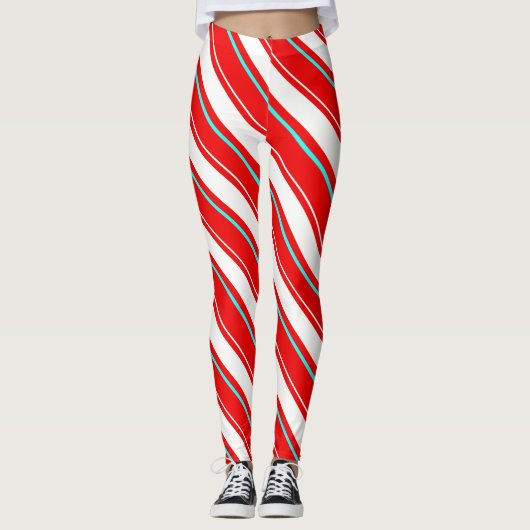 Rood en wit regimentsstrepen leggings (Voorkant)