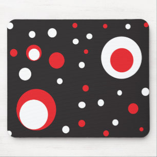 Rood en Wit Retro Cirkel Mousepad Muismat