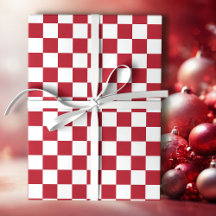 Rood en Wit Retro Kerstmis Geruit