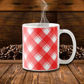 Rood en Wit Retro Plaid Mok