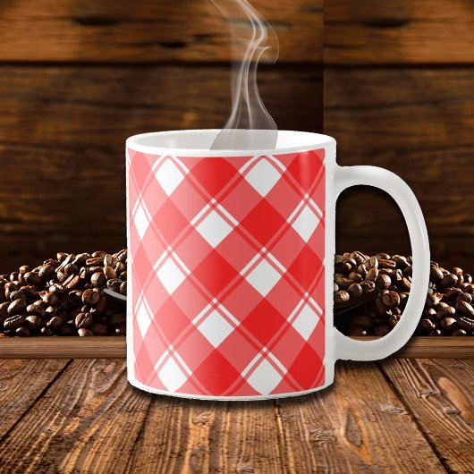 Rood en Wit Retro Plaid Mok