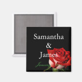 Rood en wit Roos - Aangepast huwelijk Magneet (Voorkant / Achterkant)