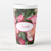 Rood en wit Roos Bloemen Bloemen Rozen Latte Mok (Voorkant)