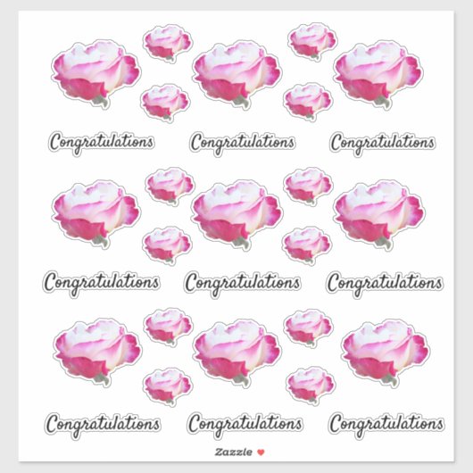 Rood en wit Roos Foto | Felicitatie Sticker (Vel)